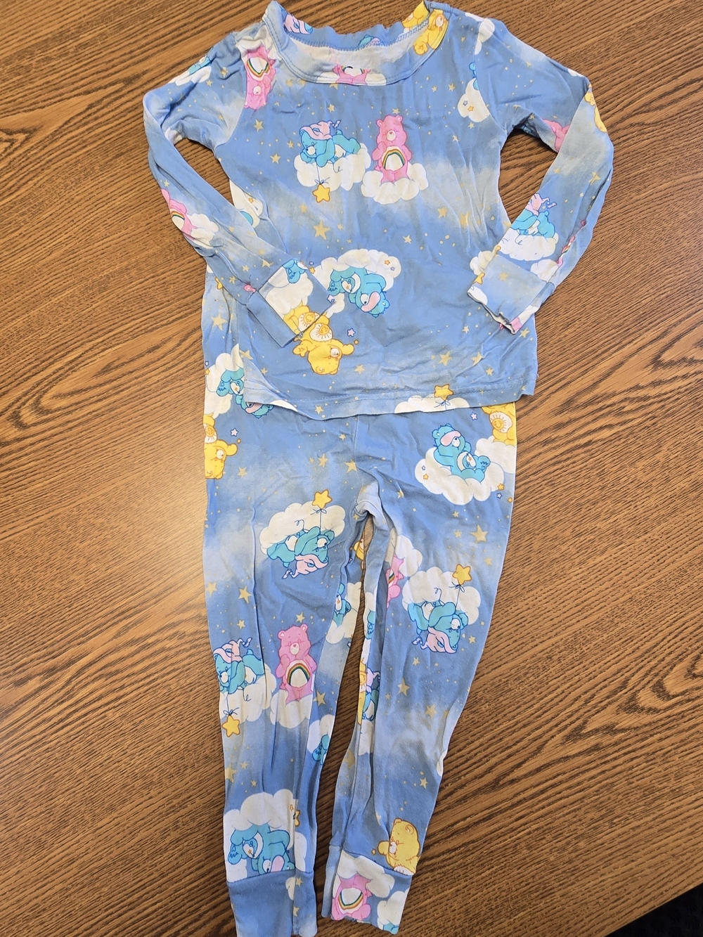 Care Bears pastel rainbow print toddler pajama top Sz 2T